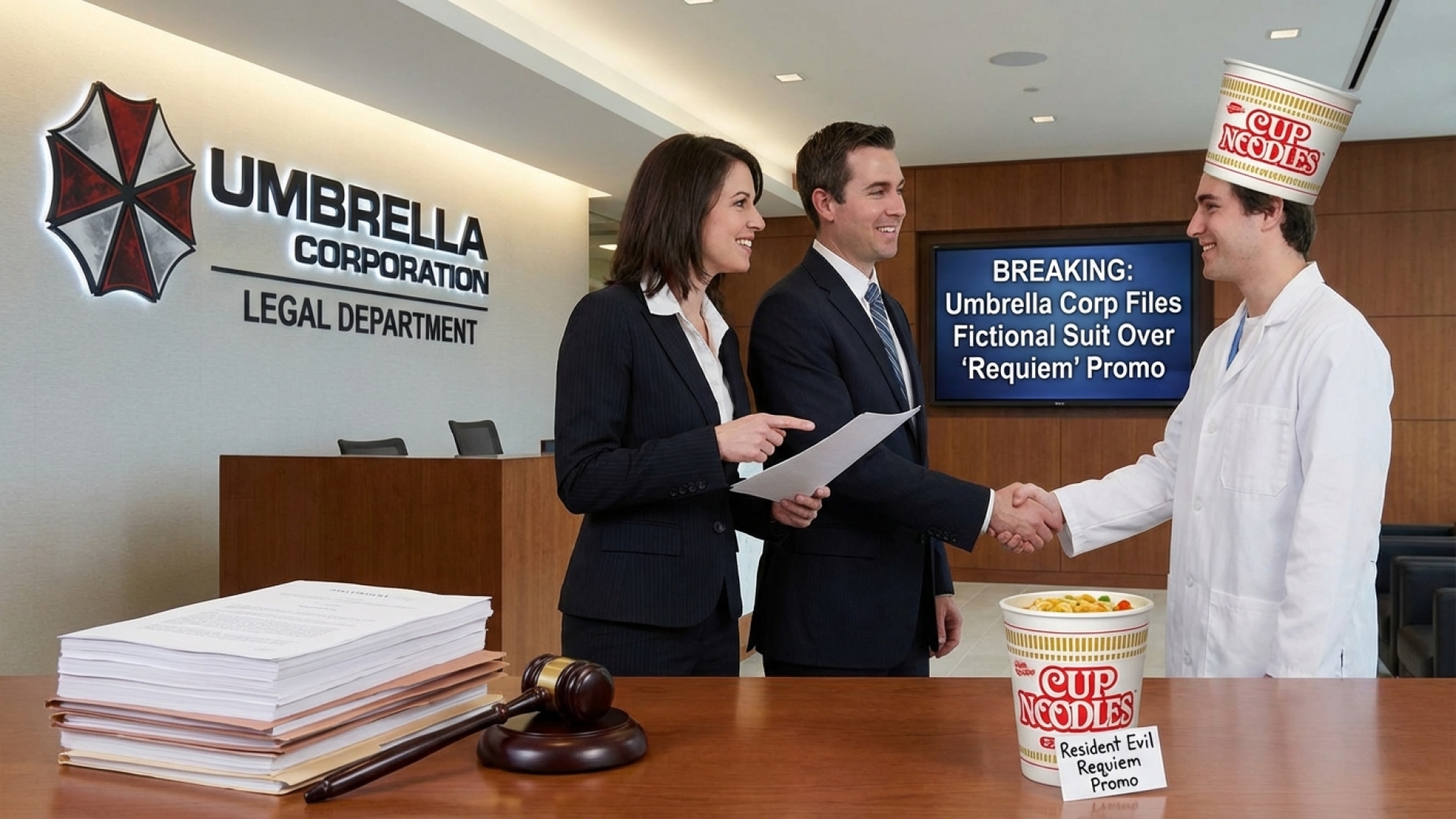 Umbrella Corporation Files Fictional Lawsuit Against Cup Noodles for Resident Evil Requiem Promo