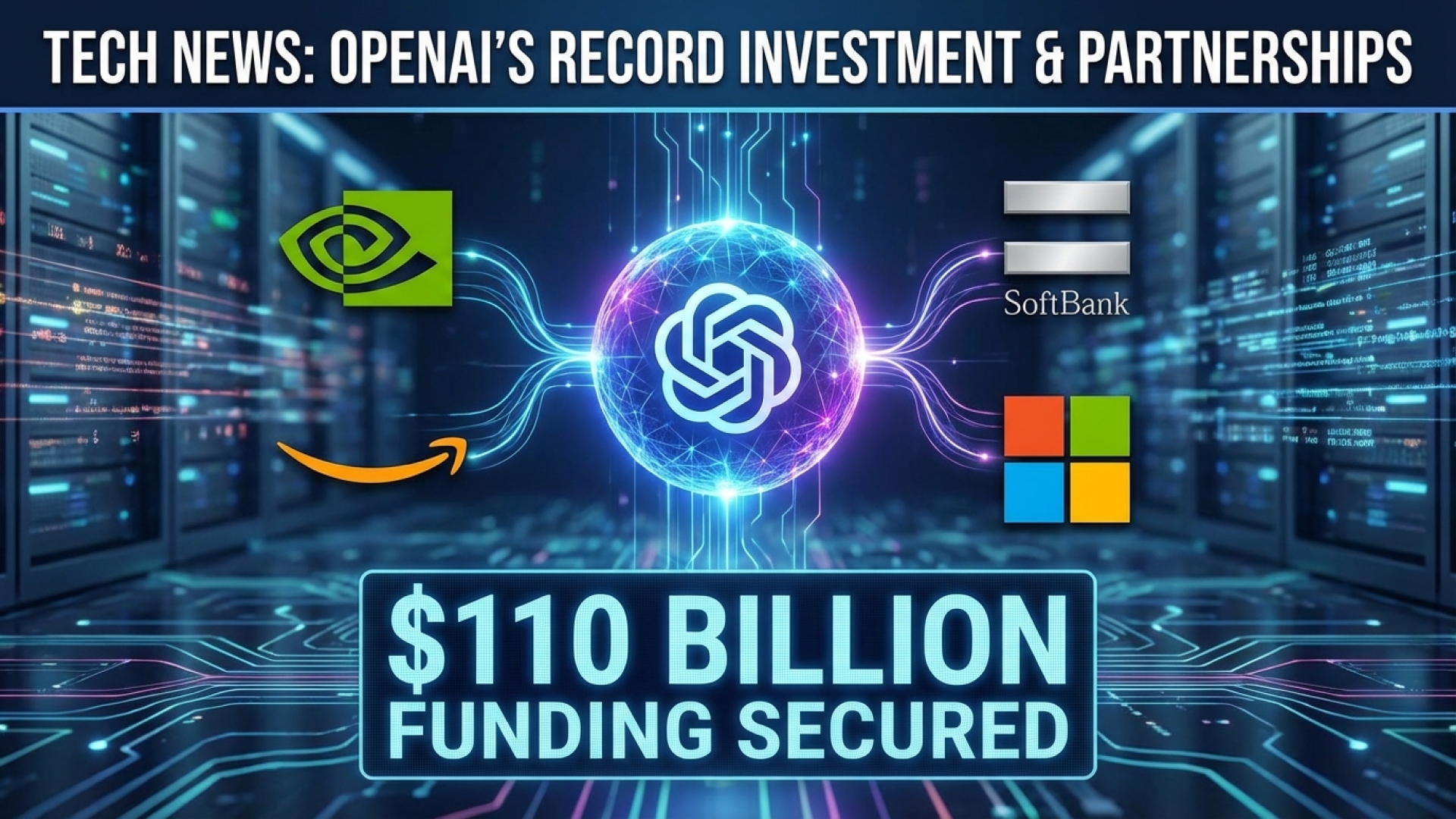 OpenAI Secures $110 Billion in New Funding from Nvidia, Amazon, and SoftBank, Reaffirming Microsoft Partnership