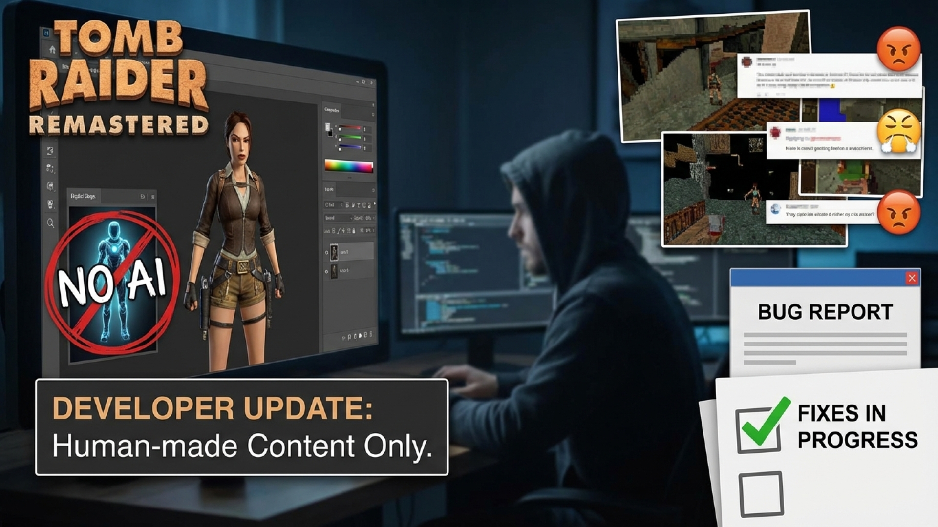 Tomb Raider Remastered Developer Denies AI Use for New Outfits, Promises Bug Fixes Amidst Player Backlash
