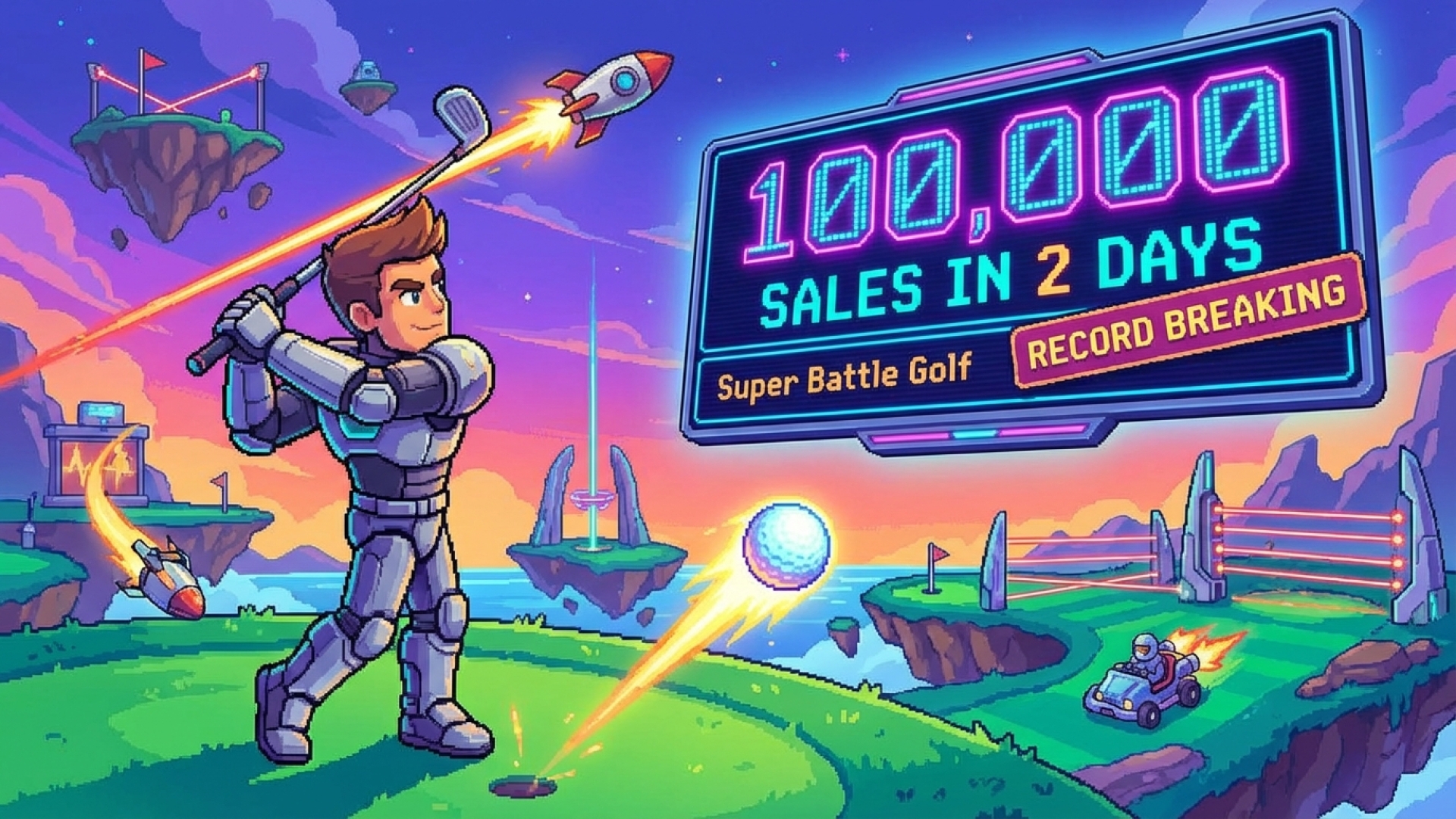 Super Battle Golf Blasts Past 100,000 Sales in Two Days with Lasers and Rockets