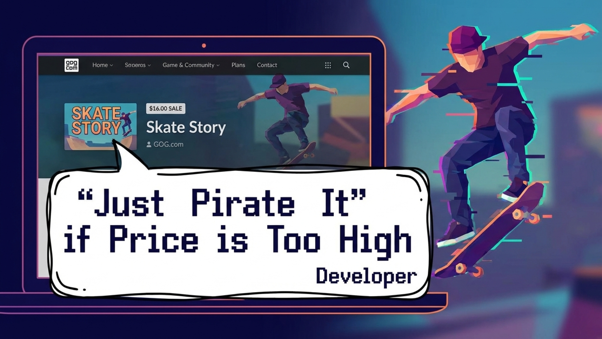 Skate Story on Sale for $16 on GOG; Developer Says ‘Just Pirate It’ if Price is Too High