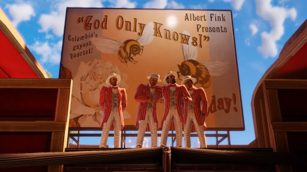Barbershop quartet the Bee Sharps performing God Only Knows in BioShock Infinite