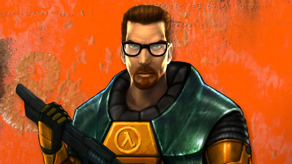 Gordon Freeman illustration from Half-Life's 25th anniversary rerelease.