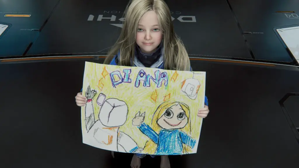 A cinematic shot from the sci-fi shooter Pragmata showing the lunar environment.