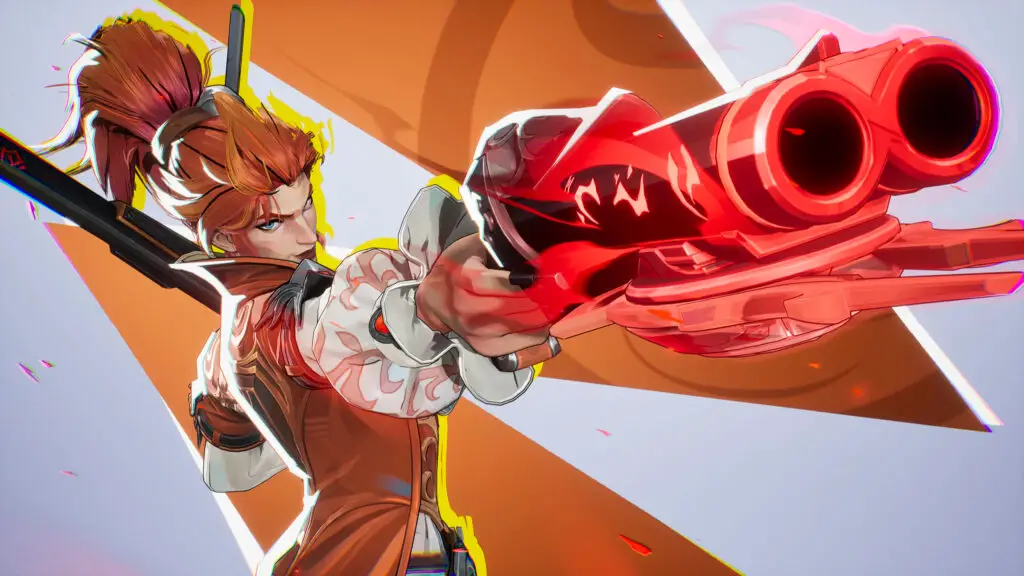 Marvel Rivals: Elsa Bloodstone aiming her glowing-red shotgun at the camera.