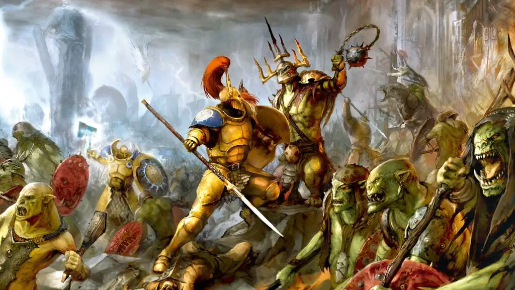 Stormcast Eternals fighting Kruleboyz in Age of Sigmar.