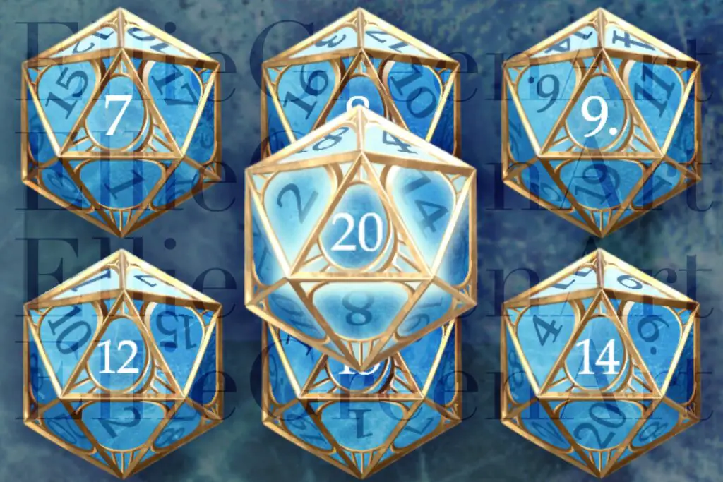 Blue crystal dice with gold cage modded into Baldur's Gate 3