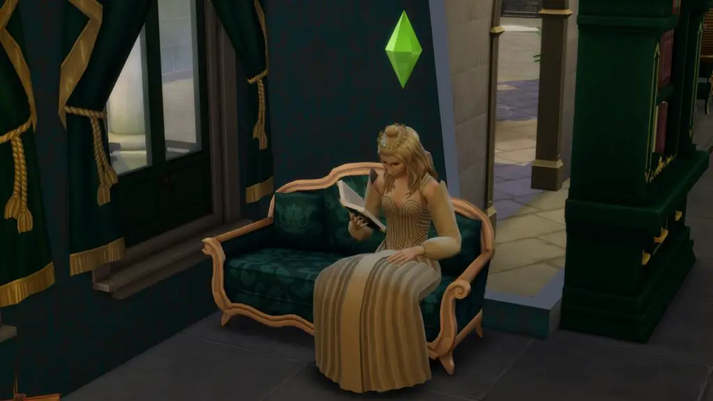 Sim reading The Duchess Diaries