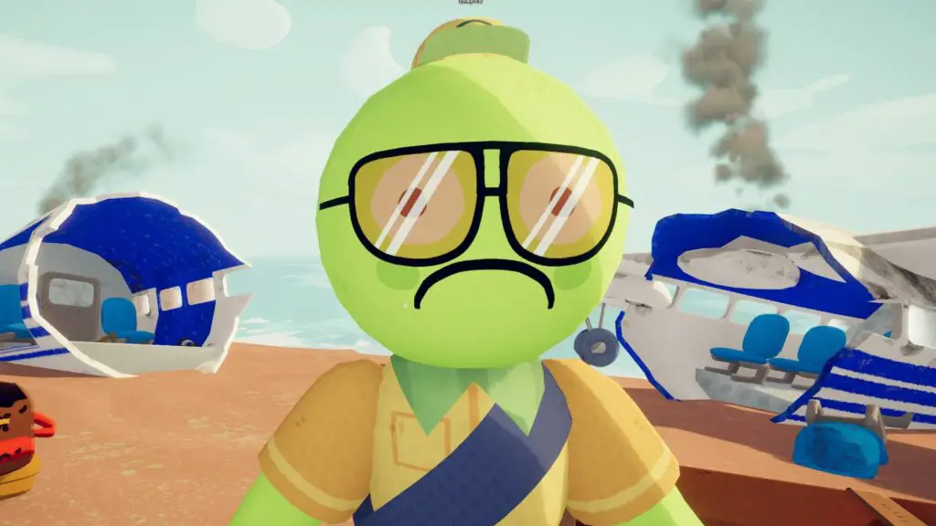 A character standing in a stylized landscape, reflecting the aesthetic of indie climbing games.