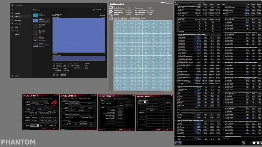 A screenshot of a Threadripper test PC achieving 8,400 MT/s