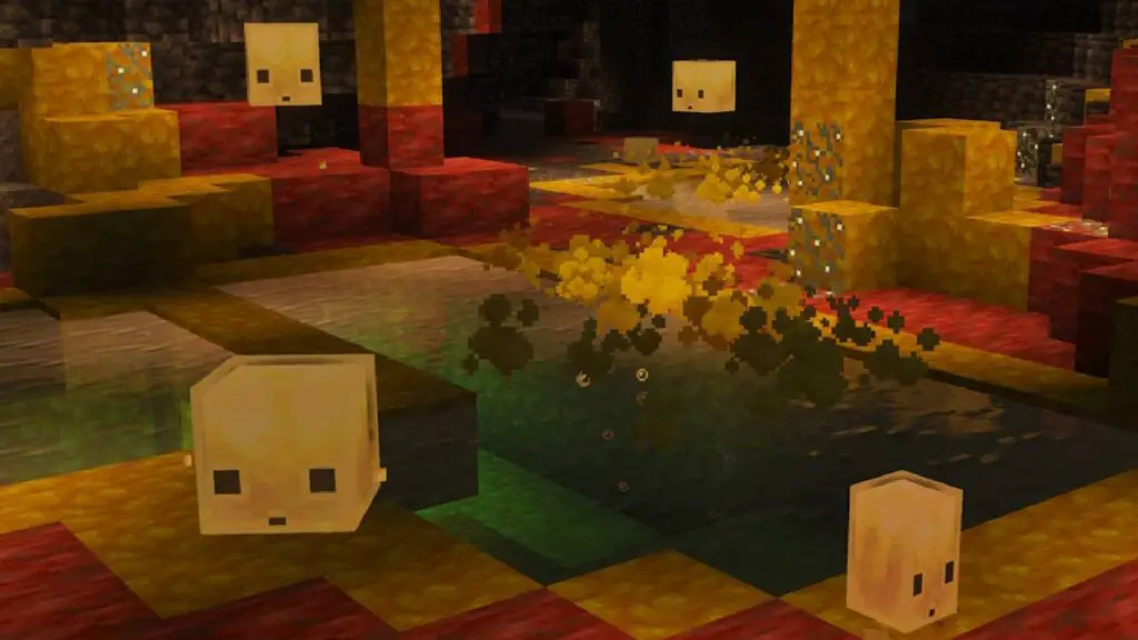 Sulfur Cube in a Sulfur Cave in Minecraft