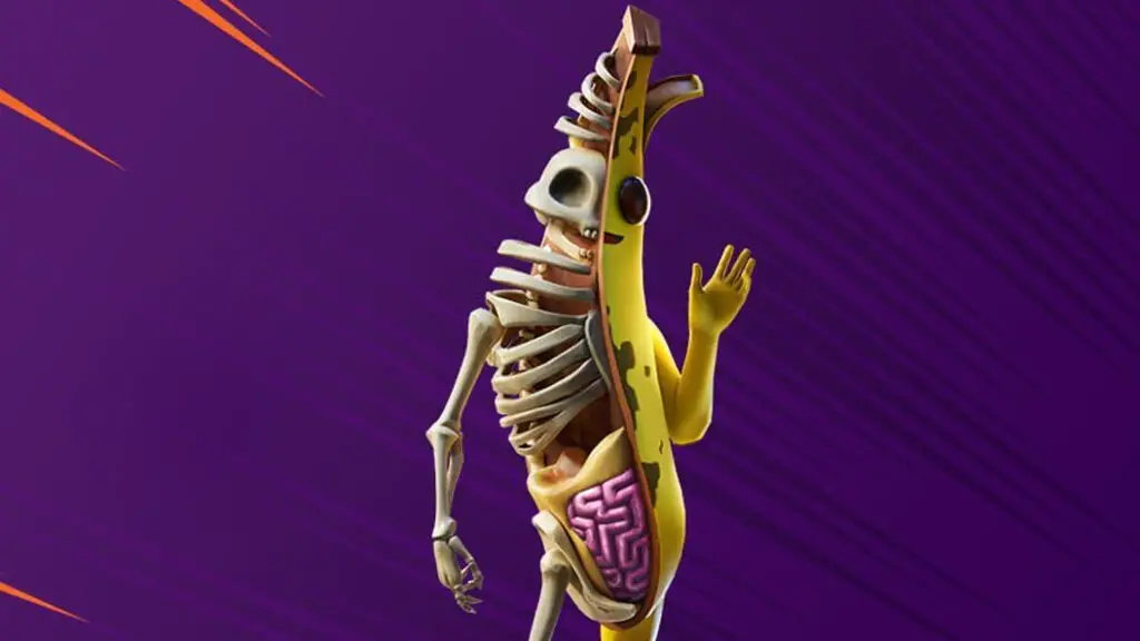 Dissected Peely banana character from Fortnite
