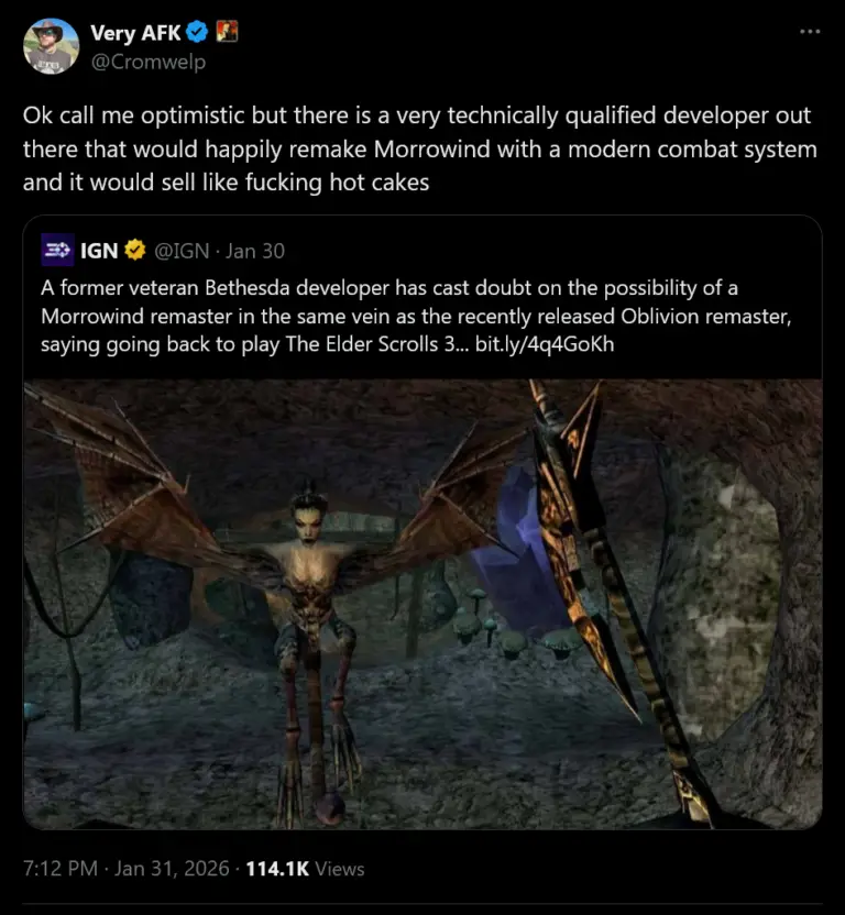 Michael Douse comment on Morrowind remake potential