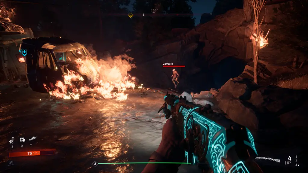 A helicopter on fire.