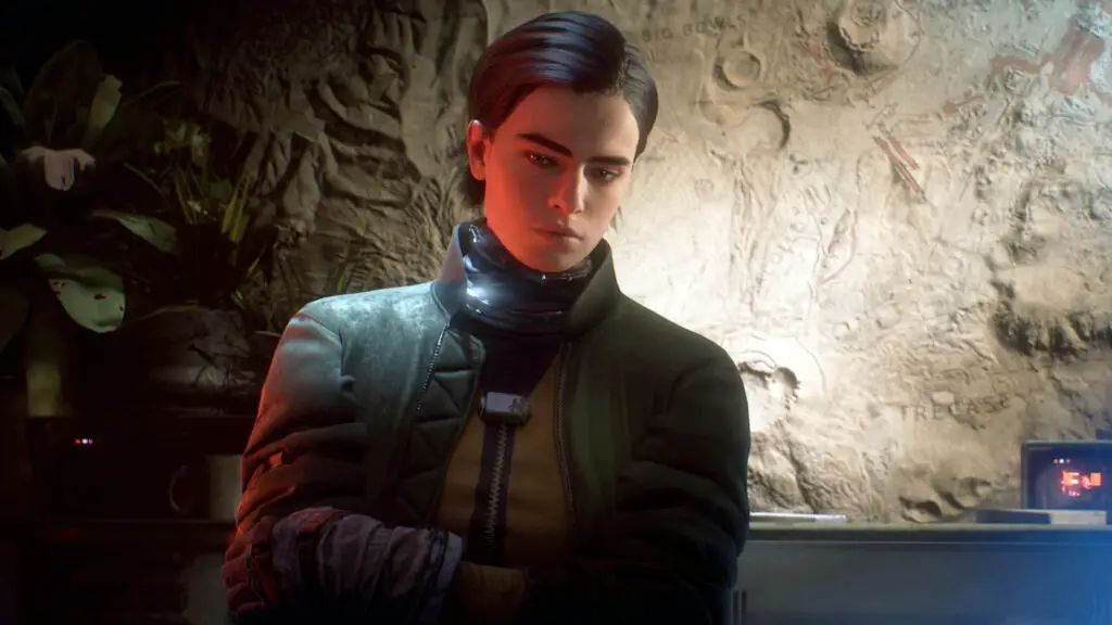 Arc Raiders Quest NPC Celeste standing in front of a mission map