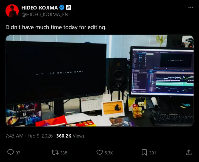 Kojima's editing suite with 2026 calendar