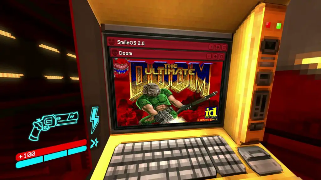 The Ultimate Doom running on an in-game computer in Ultrakill.