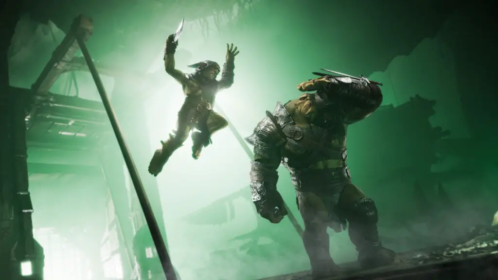 Styx: Blades of Greed promo image - Styx about to shank a big orc