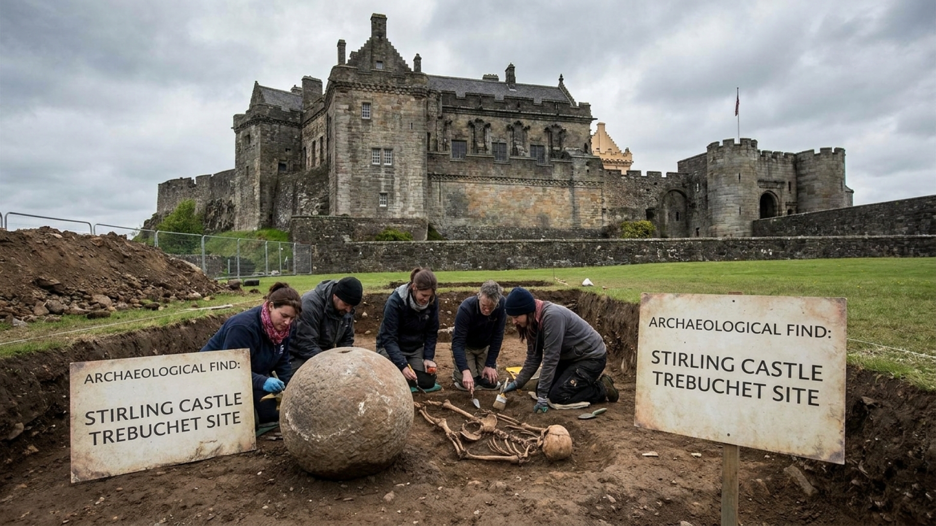 First Known Trebuchet Casualty Unearthed Beneath Stirling Castle